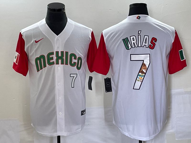 Men 2023 World Cub Mexico #7 Urias White camo Nike MLB Jersey2